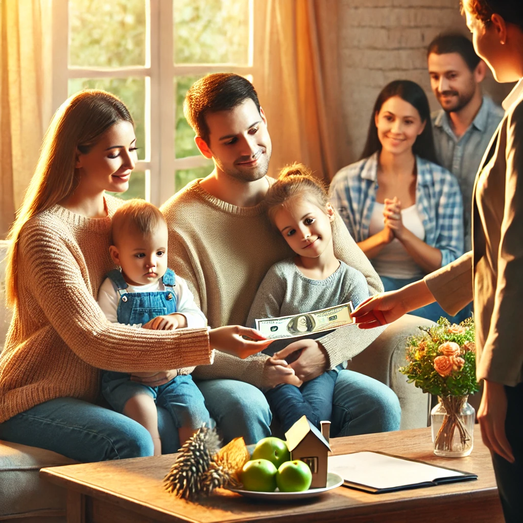 أسرة تتلقى الدعم المالي لتلبية احتياجاتها
