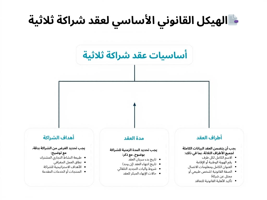 الهيكل القانوني الأساسي لعقد شراكة ثلاثية