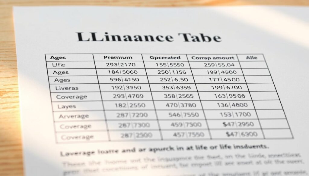 جدول التأمين على الحياة