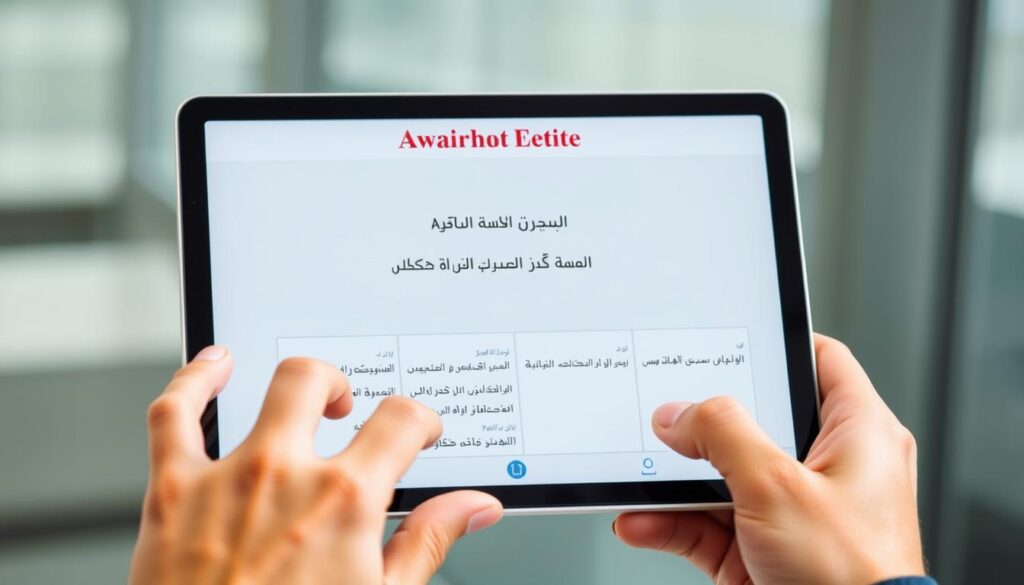 شخص يستخدم منصة إنشاء العقود أونلاين على جهاز لوحي