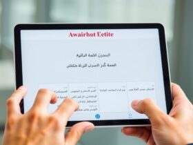 شخص يستخدم منصة إنشاء العقود أونلاين على جهاز لوحي