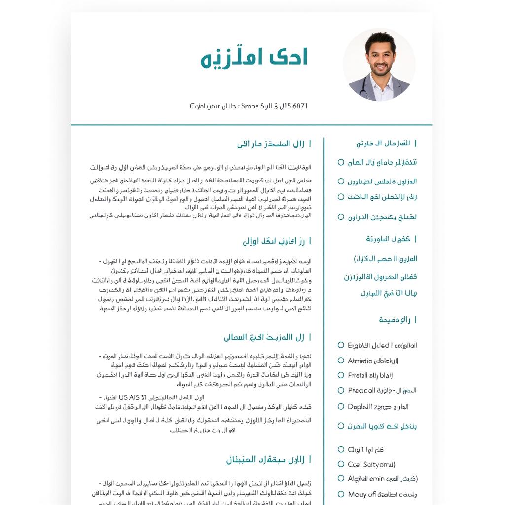 نموذج cv بالعربي للمجال الطبي