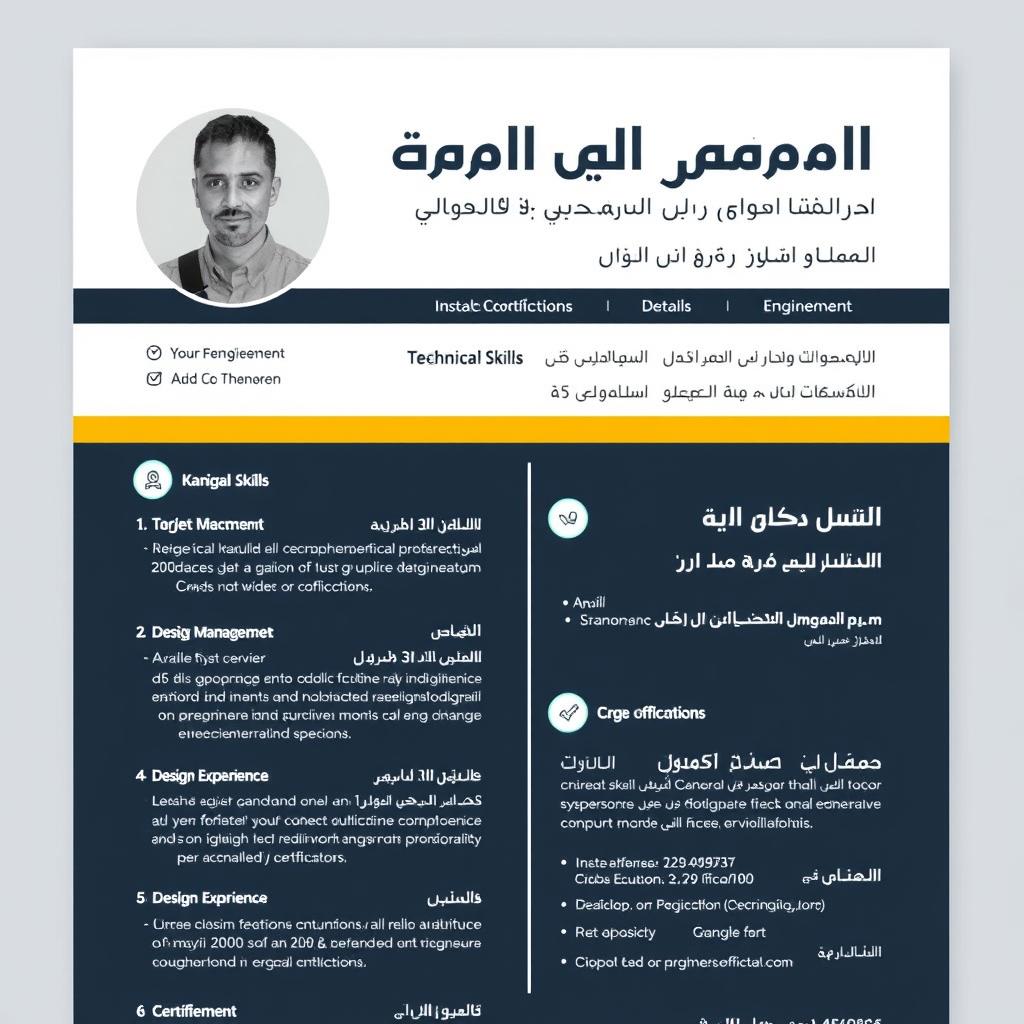 نموذج cv بالعربي لمجال الهندسة