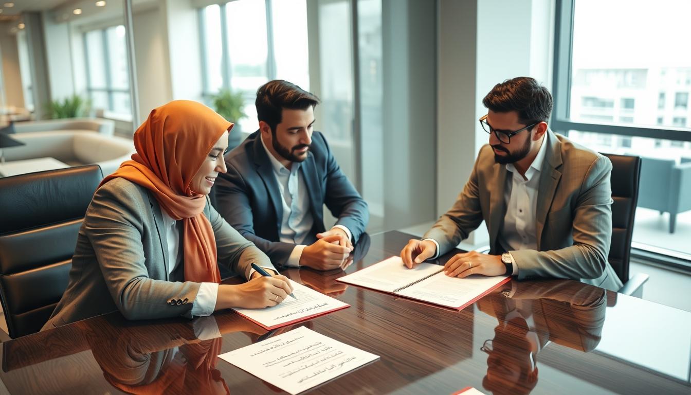 توقيع عقد شراكة بين شركتين في اجتماع رسمي