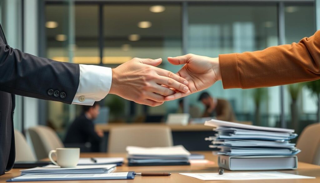 موظف يقوم بتسليم مهامه بعد تقديم نموذج استقالة من القطاع الخاص