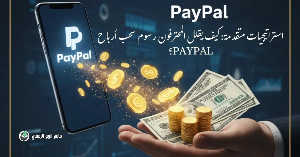 رسم بياني يوضح كيفية تقليل رسوم سحب أرباح PayPal عبر استراتيجيات التجميع والتحويل التلقائي.