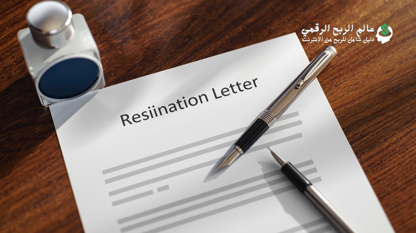 موظف يكتب طلب استقالة من العمل في القطاع الخاص بشكل احترافي.