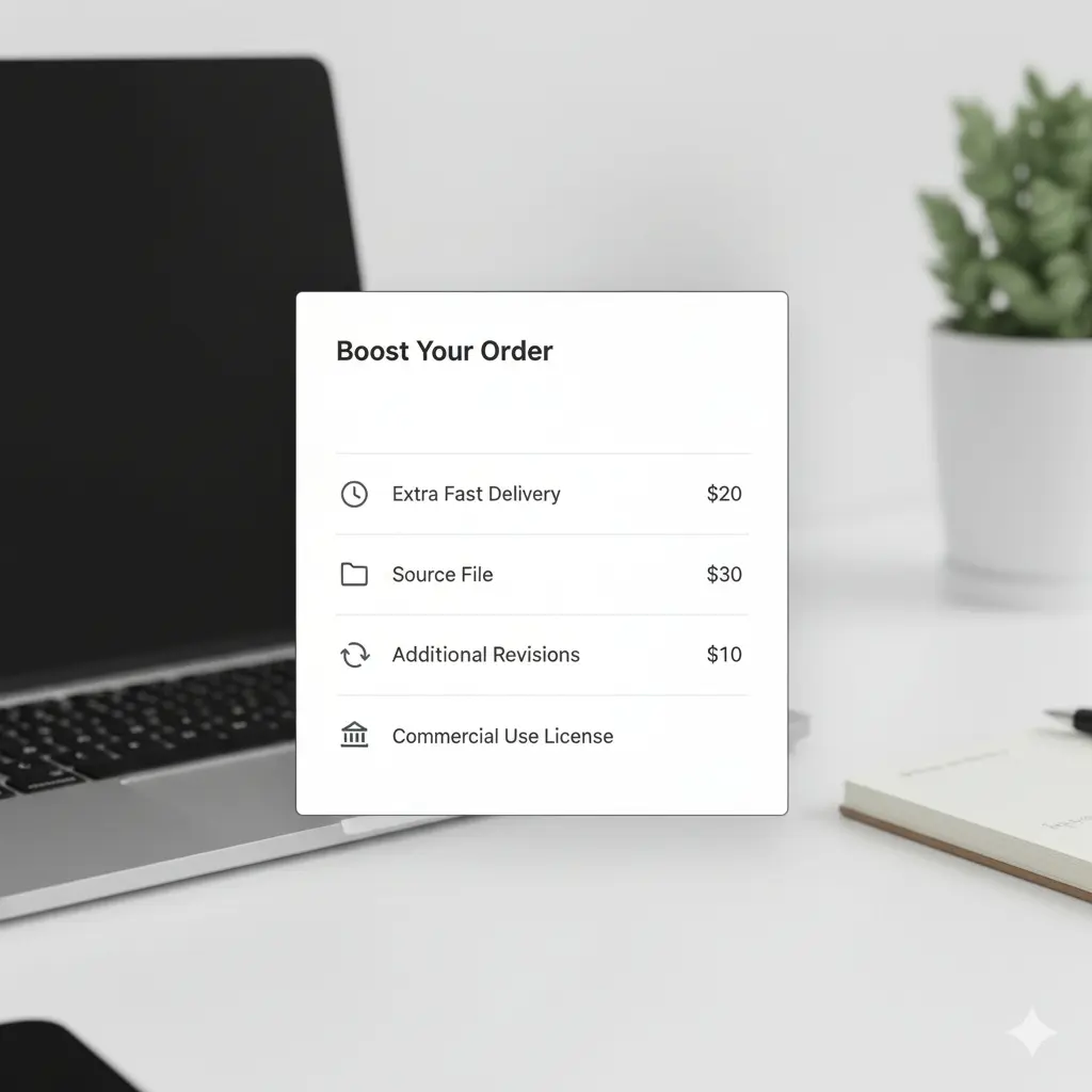 شرح لإضافات الخدمة Gig Extras على فايفر