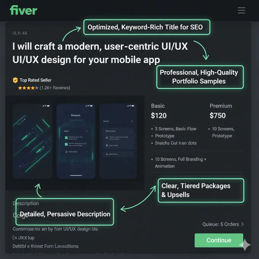 مثال لخدمة ناجحة على فايفر مع شروحات
