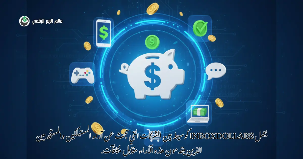 رسم بياني يوضح كيفية عمل InboxDollars كوسيط بين المعلنين والمستخدمين.