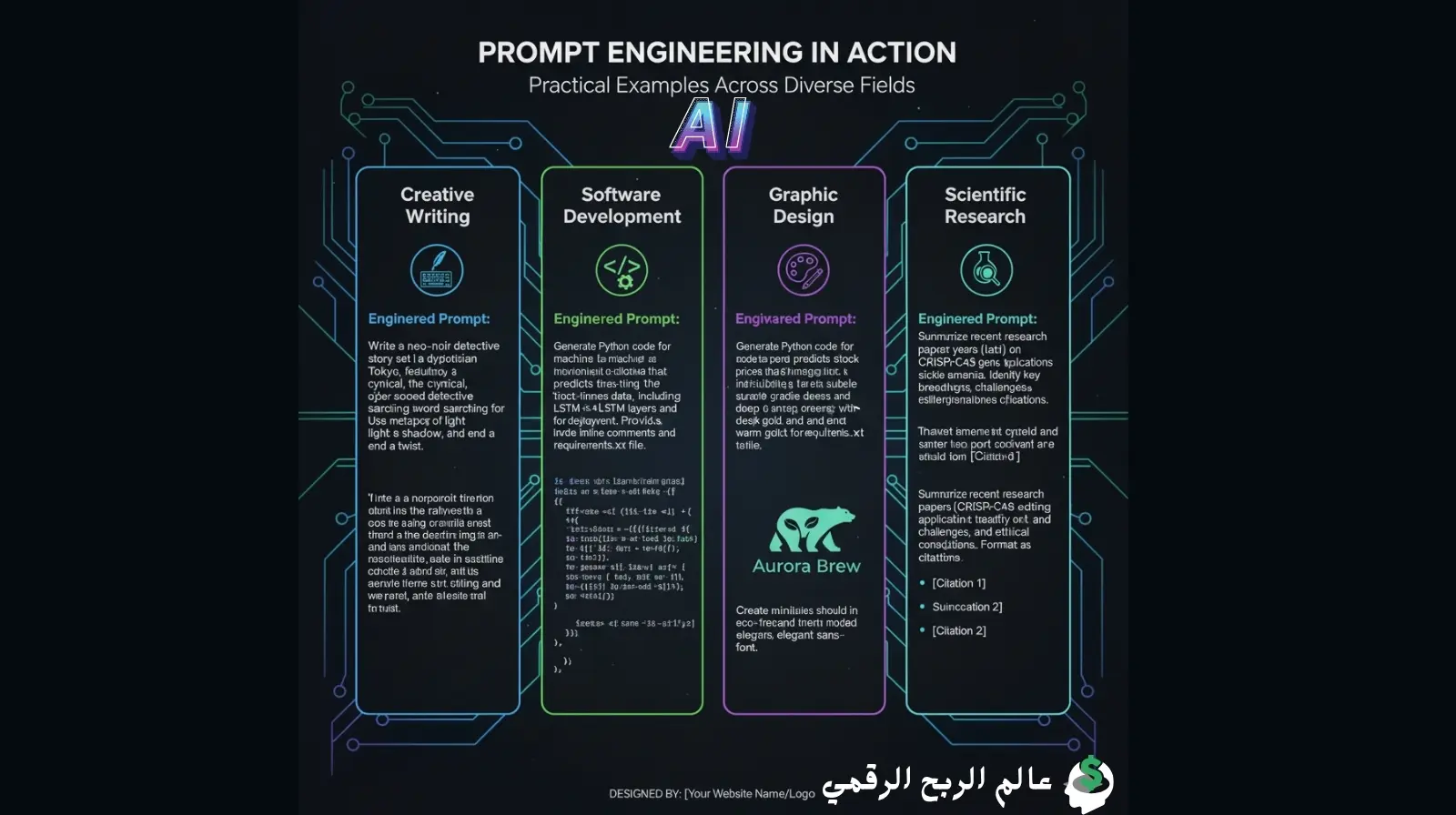 أمثلة عملية لهندسة الأوامر (Prompt Engineering) في مختلف المجالات