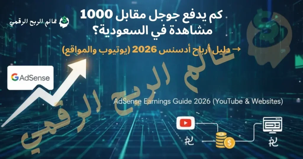 كم يدفع جوجل مقابل 1000 مشاهدة في السعودية؟ → دليل أرباح أدسنس 2026 (يوتيوب والمواقع)