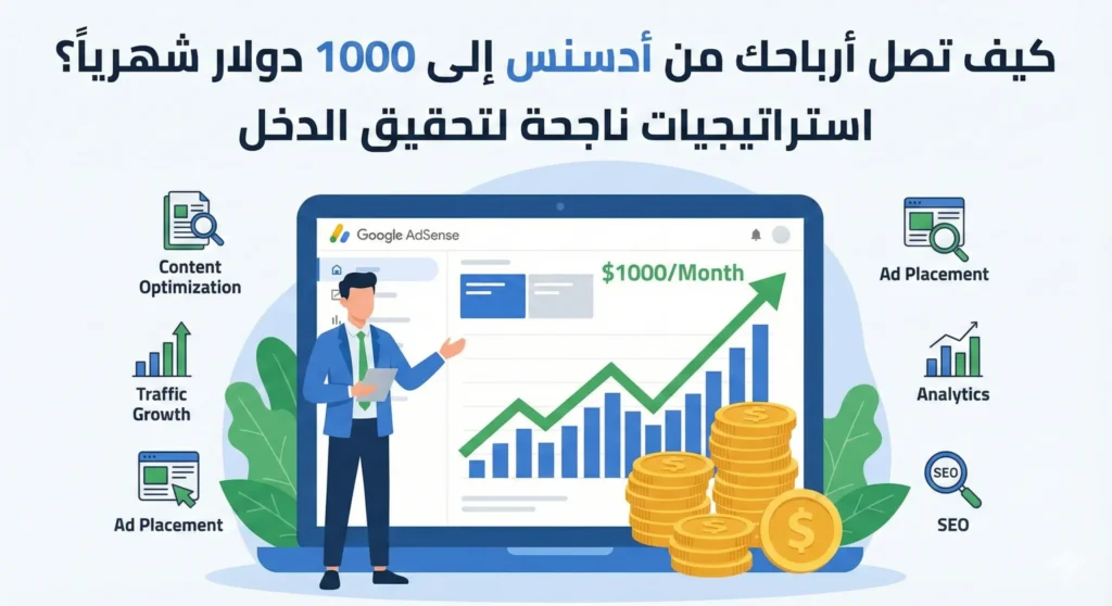 كيف تصل أرباحك من أدسنس إلى 1000 دولار شهرياً؟ استراتيجيات ناجحة لتحقيق الدخل